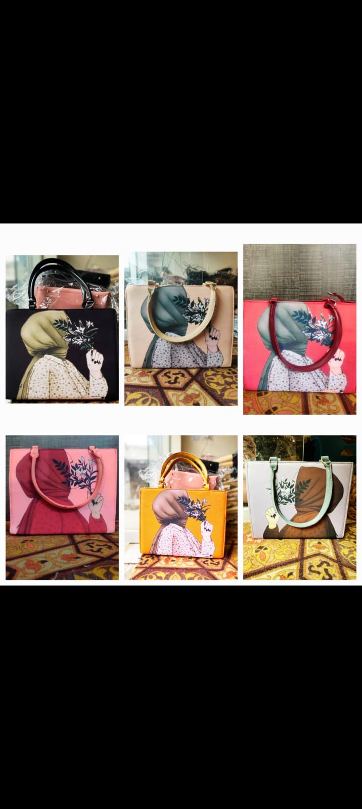 Doll Illustrated Floral Art Tote Bag —   handbag by HandbagsAvenue